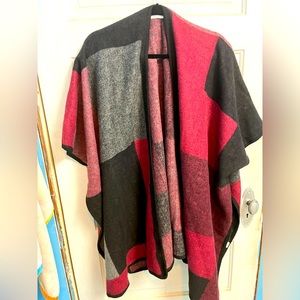 Black/red/grey poncho coverup